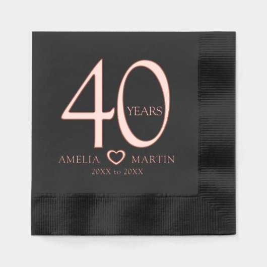 40 jaar 40ste huwelijksverjaardag naam dateert har folie servetten (Voorkant)