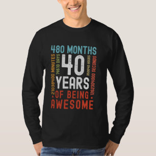 40 jaar 480 maanden Geweldige grappig 40th BI T-shirt