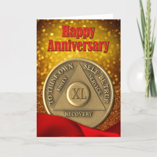 40 Jaar AA Munt Glitter Happy Jubileum Kaart (Voorkant)