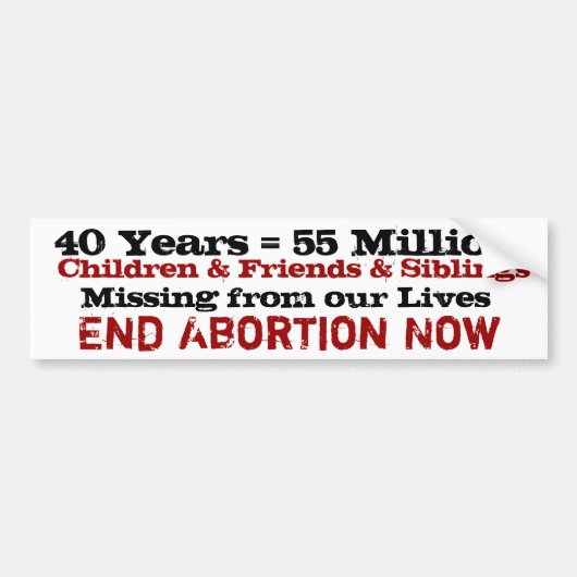 40 jaar Abortion tragisch verlies Bumpersticker (Voorkant)