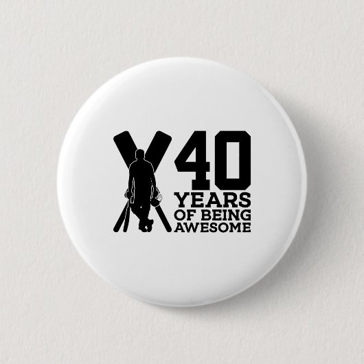 40 Jaar Awesome Cricket 40e Verjaardag Ronde Button 5,7 Cm (Voorkant)