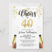 40 jaar Black Gold Stars-script Kaart (Voorkant)