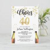 40 jaar Black Gold Stars-script Kaart (Staand voorkant)