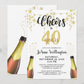 40 jaar Black Gold Stars-script Kaart (Voorkant / Achterkant)