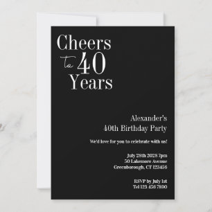 40 jaar Black White 40th Birthday Party Kaart