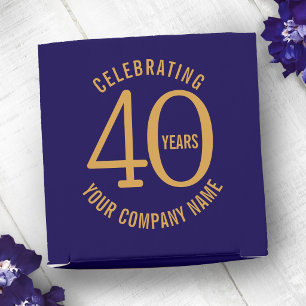 40 jaar blauw goud zakelijk jubileumlogo bedankdoosjes