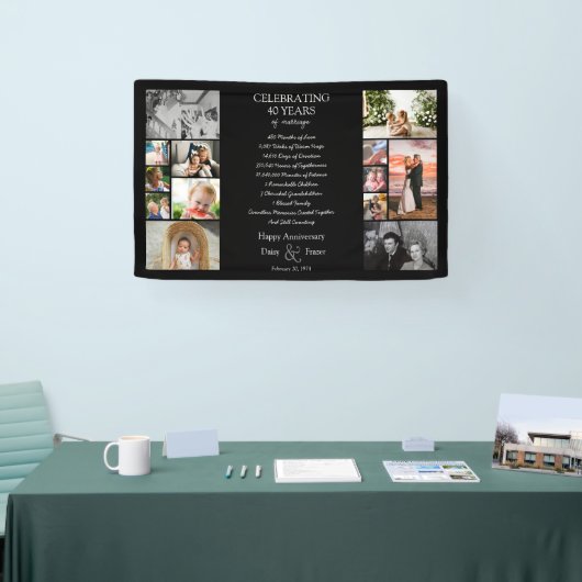 40 jaar bruiloft jubileum fotocollage bewerkbaar spandoek (Beurs)