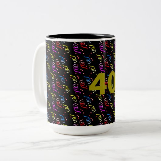40 jaar en Confetti tweekleurige Mok (Voorkant links)