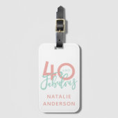 40 jaar en fabelroze en girale munten bagagelabel (Voorkant (verticaal))