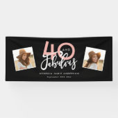 40 jaar en fabelroze en girale munten spandoek (Horizontaal)