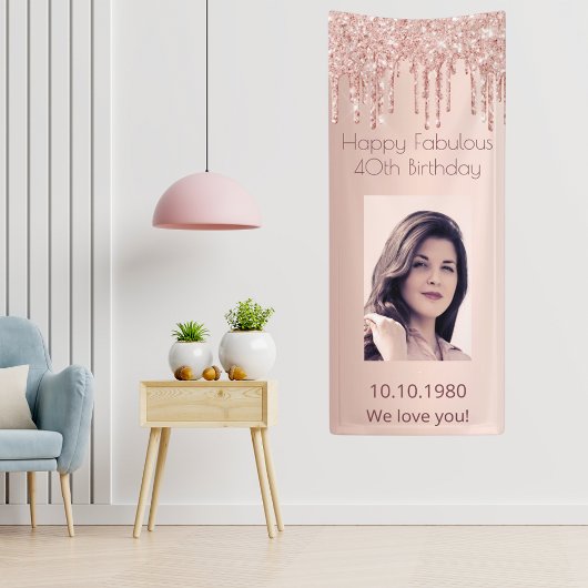 40 jaar en Fabulous verjaardagsfeest roos gouden f Spandoek