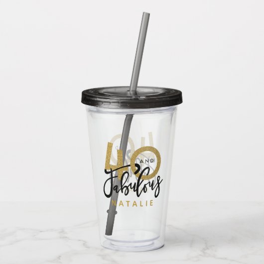 40 jaar en geweldig goud- en zwarte verjaardagsfee acryl drinkbeker (Achterkant)