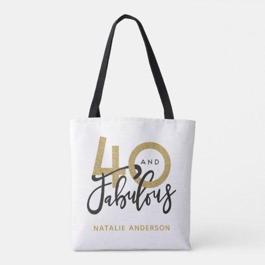 40 jaar en geweldig goud- en zwarte verjaardagsfee tote bag (Achterkant)