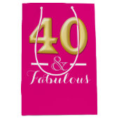 40 jaar en geweldig roze goudverjaardag medium cadeauzakje (Voorkant)