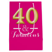 40 jaar en geweldig roze goudverjaardag medium cadeauzakje (Achterkant)