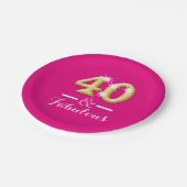 40 jaar en geweldig roze goudverjaardag papieren bordje (Gekanteld)