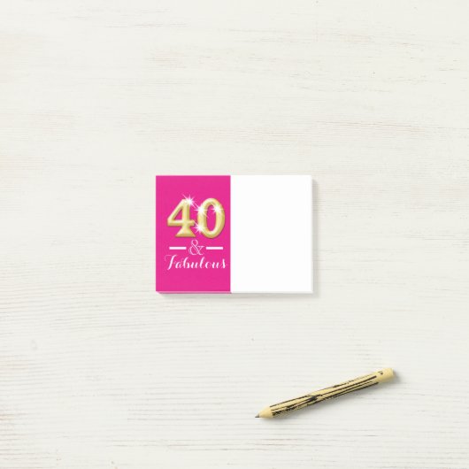 40 jaar en geweldig roze goudverjaardag post-it® notes (Op bureau)