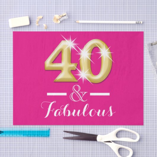 40 jaar en geweldig roze goudverjaardag tissuepapier (Craft)