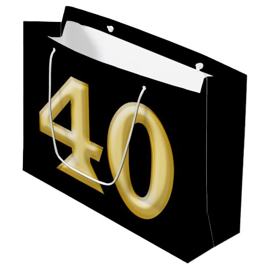 40 jaar en geweldig zwarte goudverjaardag large cadeautasje (Voorkant Gekanteld)
