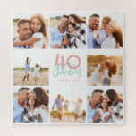 40 jaar en prachtige roze fotoverjaardag legpuzzel<br><div class="desc">Viel je 40ste verjaardag in stijl met deze roze en mint 40ste verjaardagsontwerp. Een modern ontwerp met manuscripttekst en gewaagde grafiek. Verander de kleur om aan te passen. Een deel van een collectie.</div>