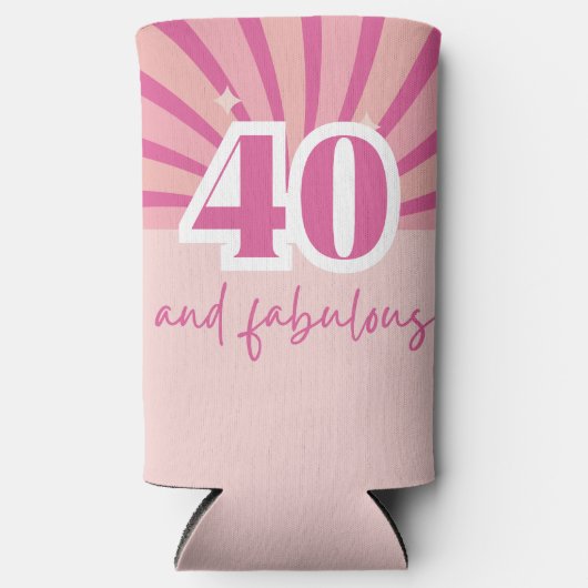 40 jaar en prachtige roze fotoverjaardag seltzer blikjeskoeler (Voorkant)