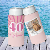 40 jaar en prachtige roze fotoverjaardag seltzer blikjeskoeler