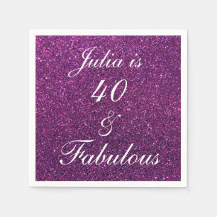 40 jaar en verbluffend Paars Glitter Chic Girly Servet