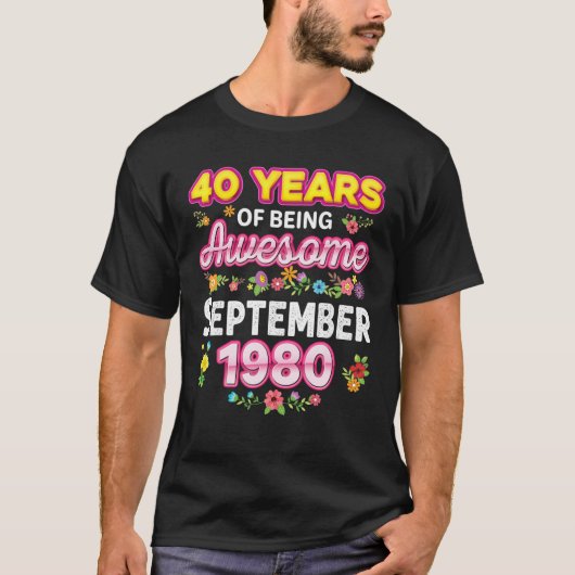 40 jaar Geweldige sinds september 1980 T-shirt (Voorkant)