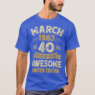 40 jaar Geweldige Vintage maart 1983 40e verjaarda T-shirt
