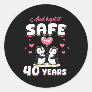 40 Jaar Huwelijksjubileum Pinguïn Koppels Match Ronde Sticker