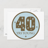 40 jaar jong 40e verjaardag blauw briefkaart (Voorkant / Achterkant)