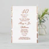 40 jaar Jubilee Birthday 40th Wedding Jubileum Folie Uitnodiging (Staand Voorkant)