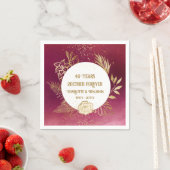 40 jaar Jubileum Gold Floral Ruby Wedding Servet (Insitu)