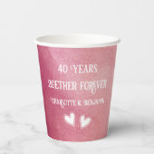 40 jaar Jubileum Waterverf Ruby Wedding Papieren Bekers (Achterkant)