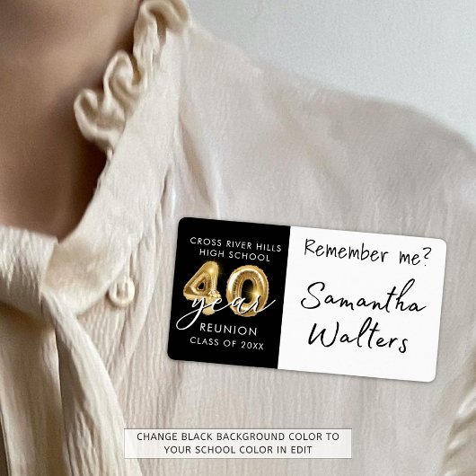 40 jaar klasse reünie naamplaatje Remember Me Etiket