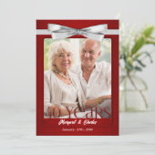 40 jaar lang Jubileum Ruby Red en White Kaart (Staand voorkant)