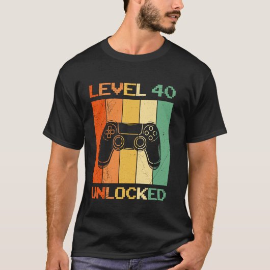 40 jaar LEVEL 40 UNLOCKED 40TH BIRTHDAY Gaming T-shirt (Voorkant)