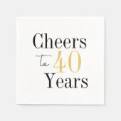40 jaar Minimal Black Gold Party Servet (Voorkant)