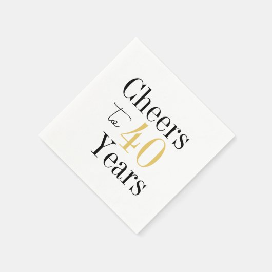 40 jaar Minimal Black Gold Party Servet (Hoek)