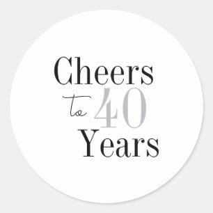 40 jaar minimale zilveren verjaardag ronde sticker