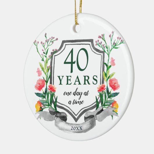 40 jaar obriety Jubileum Personalized Sober Keramisch Ornament (Links)