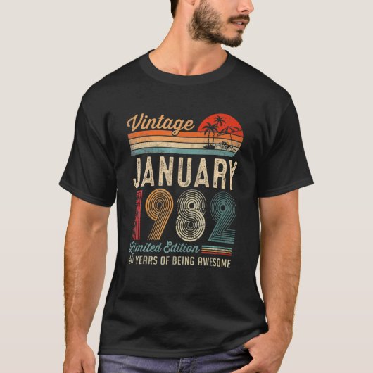 40 jaar oud 40e verjaardag  januari 1982 Mannen T-shirt (Voorkant)