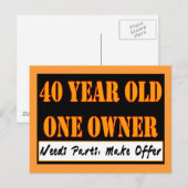 40 jaar oud, één eigenaar - heeft onderdelen nodig briefkaart (Voorkant / Achterkant)