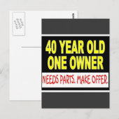 40 jaar oud Een eigenaar heeft onderdelen nodig om Briefkaart (Voorkant / Achterkant)
