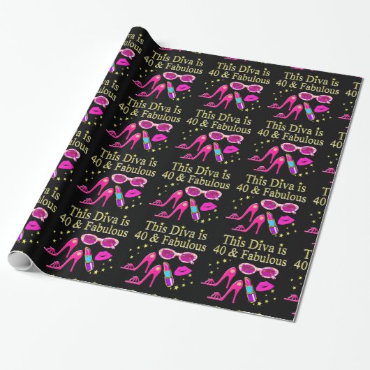 40 JAAR OUD EN EEN FABULOUS DIVA CADEAUPAPIER (Uitgerold)