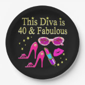 40 JAAR OUD EN EEN FABULOUS DIVA PAPIEREN BORDJE (Voorkant)