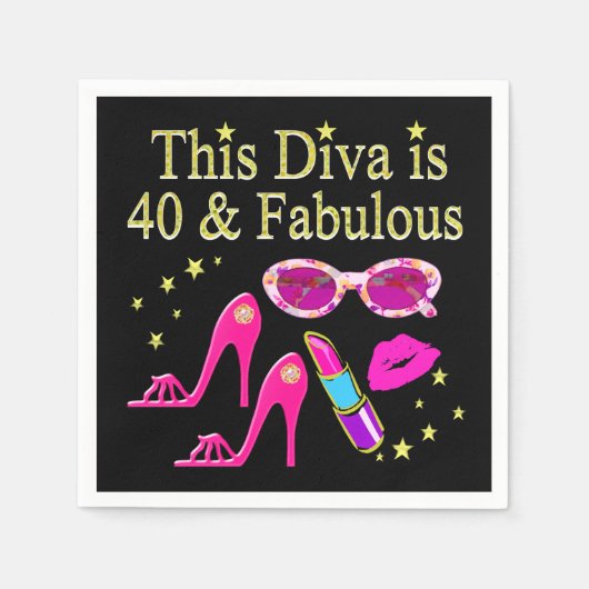 40 JAAR OUD EN EEN FABULOUS DIVA SERVETTEN (Voorkant)