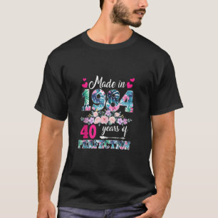 40 jaar oud geboren in 1984 Floral 40th Birthday W T-shirt