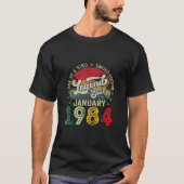 40 jaar oud geboren in januari 1984 40e verjaardag t-shirt (Voorkant)