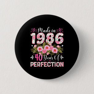 40 Jaar Oud Gemaakt In 1986 Bloem 40ste Verjaardag Ronde Button 5,7 Cm